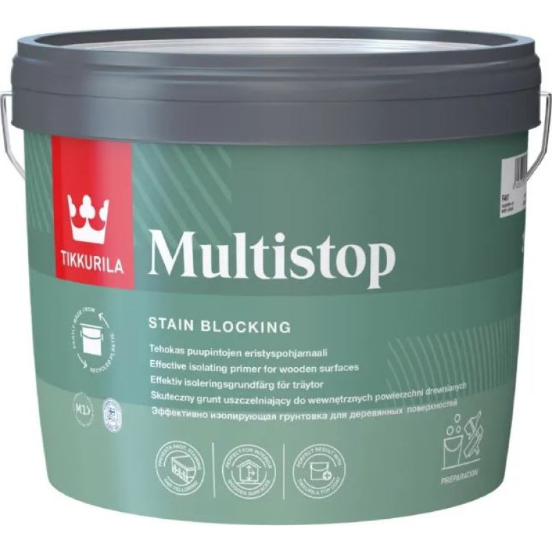 Tikkurila Multistop izolācijas gruntskrāsa kokam, balta, matēta 3L