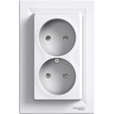 Schneider Electrics Dubultā kontaktligzda 2-v z/a (ar rāmi) bez zem. balta IP20 Asfora