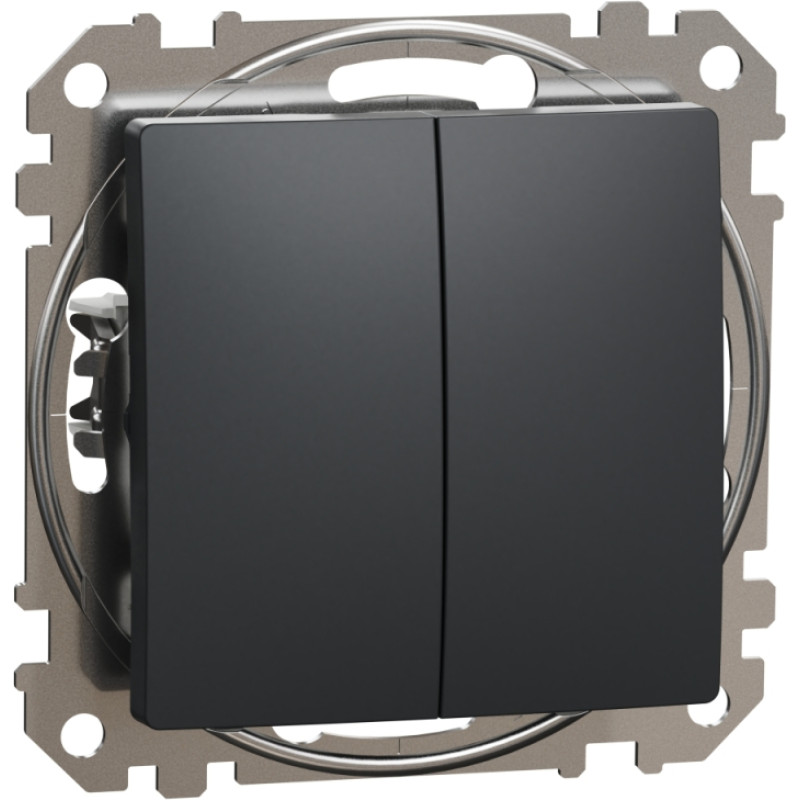 Schneider Electrics Divu taustiņu pārslēdzis (1+1) z/a (meh.) antracīts SEDNA Design