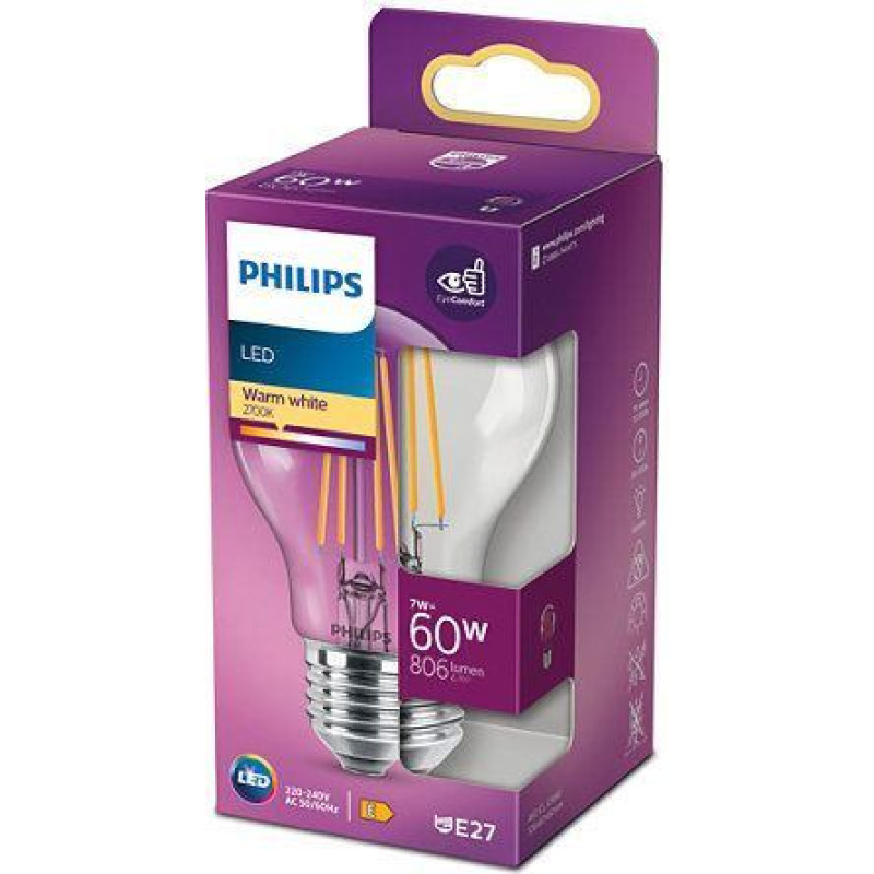 Philips LED classic spuldze 60W A60 E27 2700K