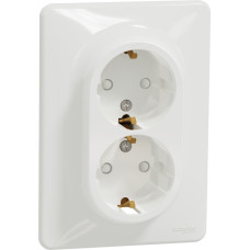 Schneider Electrics Kontaktligzda 2-v z/a ar zem. kontaktu aiz. balta SEDNA Design