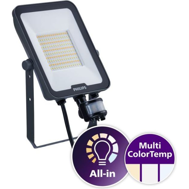 Philips Ledinaire All-in floodlights. 20 W. 2200 lm. 2400 lm. 3000 K. 4000 K. 6500 K. CRI80. Sensor-based on/off. Symmetrical. MDU1. IP65 LED prožektors