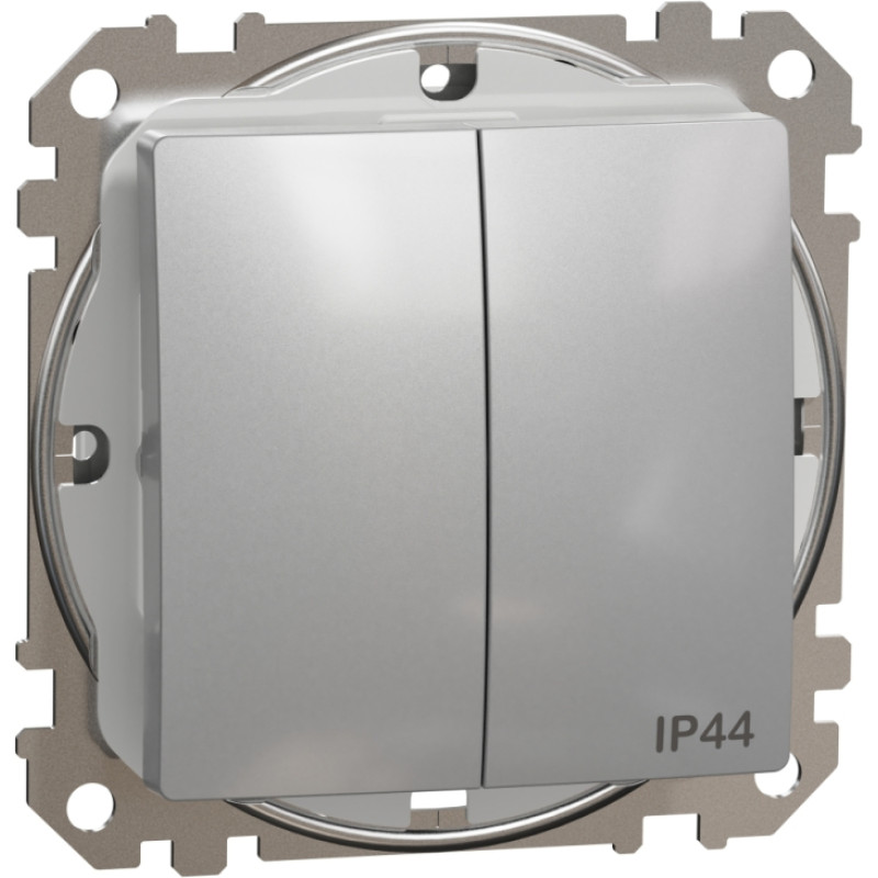 Schneider Electrics Divu taustiņu slēdzis (1+1) z/a (meh.) alumīnijs IP44 SEDNA Design