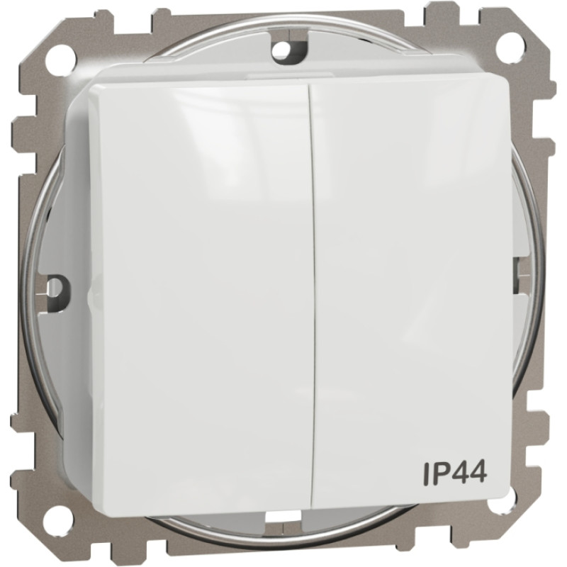 Schneider Electrics Divu taustiņu slēdzis (1+1) z/a (meh.) balts IP44 SEDNA Design