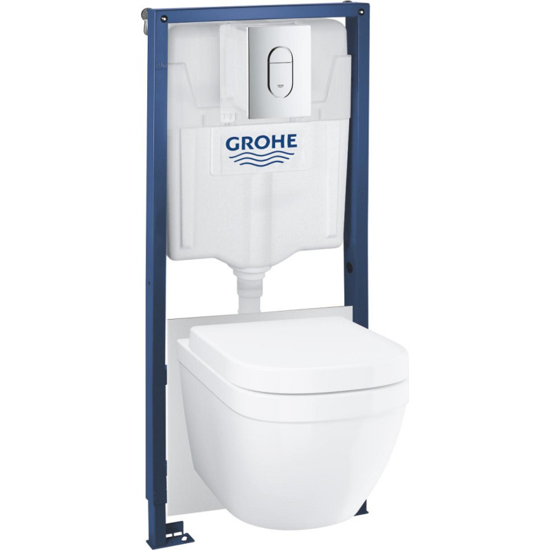 Grohe iebūvejamā rāmja komplekts-WC pods EuroCeramic Rimless ar vāku SC, rāmis + taustiņš Arena Cosmo, stiprinājumi (39536000)