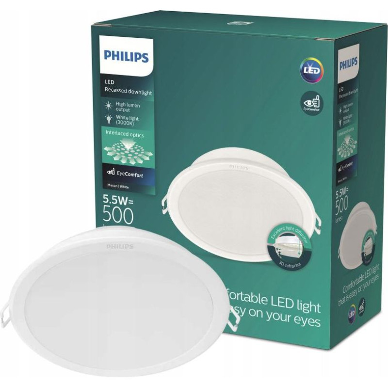 Philips 59469 MESON 175mm izgriezumam 20W 3000K iebūvējams griestos balts LED gaismeklis