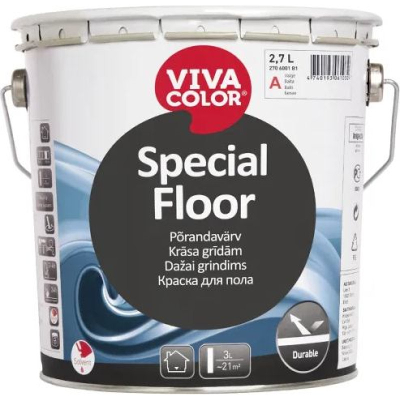 Vivacolor Special FLOOR grīdas krāsa, spīdīga 9L