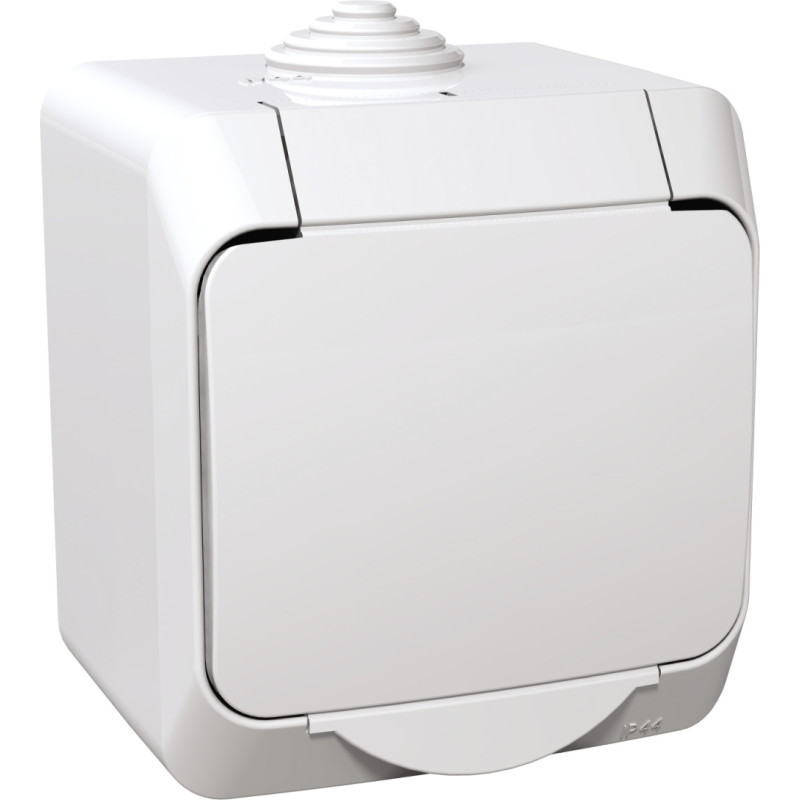 Schneider Electrics Kontaktligzda 1-v v/a ar zem. kontaktu aiz. balta IP44 CEDAR Plus