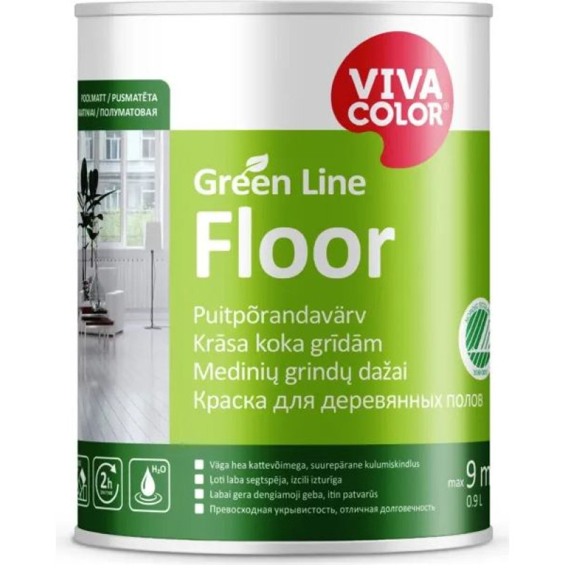 Vivacolor Floor pusmatēta krāsa grīdām Green Line 2,7L
