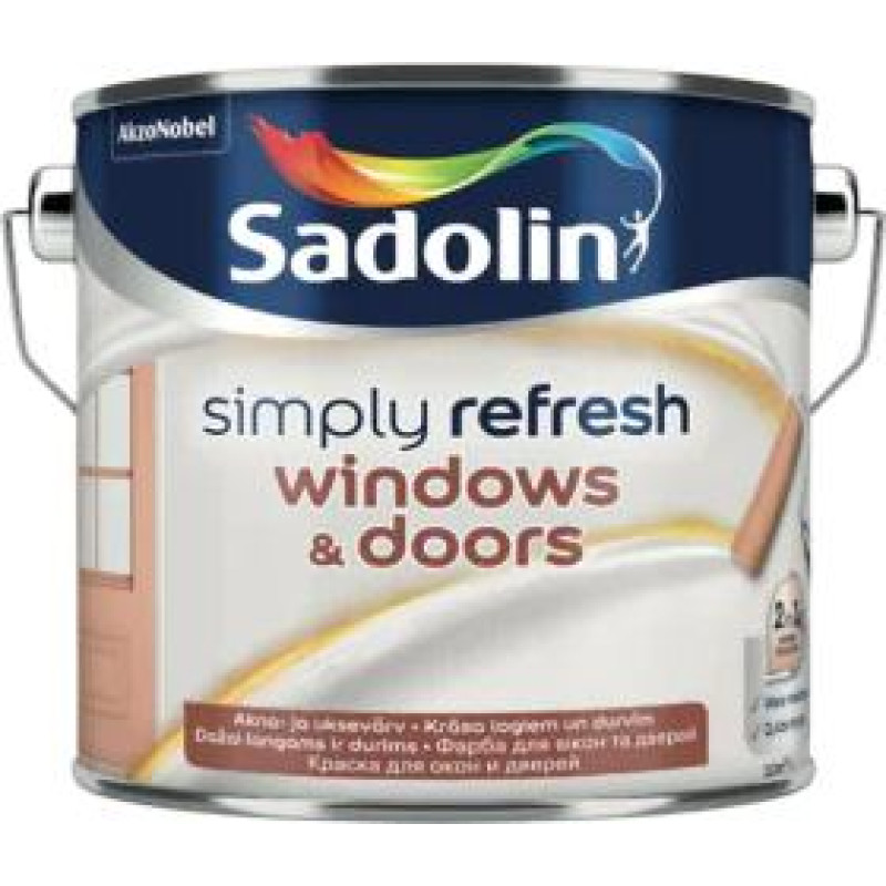 Sadolin Simply Refresh Windows & Doors Pusmatēta krāsa logiem un durvīm, BW 0.5L