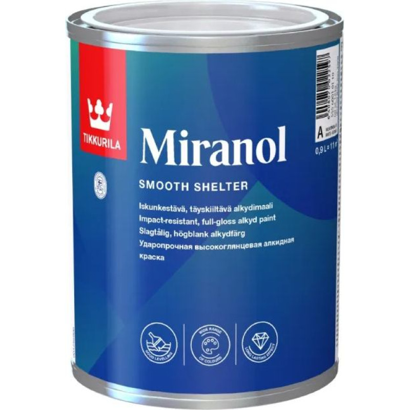 Tikkurila Miranol izturīga alkīda krāsa, spīdīga 0.9L