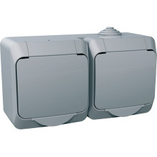 Schneider Electrics Kontaktligzda 2-v v/a ar zem. kont. aiz. pelēka IP44 CEDAR Plus