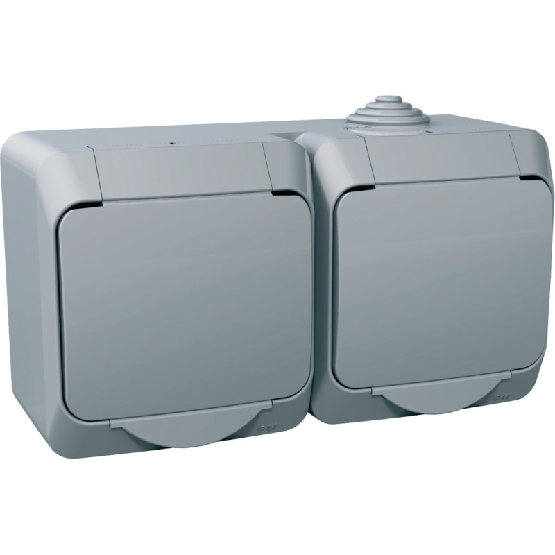 Schneider Electrics Kontaktligzda 2-v v/a ar zem. kont. aiz. pelēka IP44 CEDAR Plus