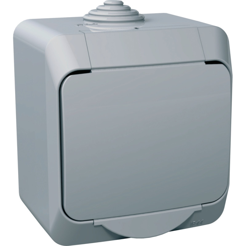 Schneider Electrics Kontaktligzda 1-v v/a ar zem. kontaktu aiz. pelēka IP44 CEDAR Plus