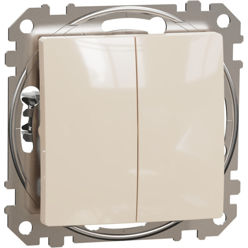 Schneider Electrics Divu taustiņu pārslēdzis (1+1) z/a (meh.) bēšs SEDNA Design