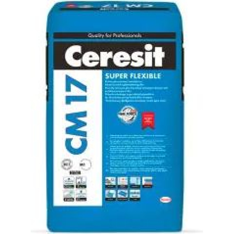 Ceresit CM 17 Super flexible Īpa&scaron;i elastīga, &scaron;ķiedrām pastiprināta flīžu līme, 25kg