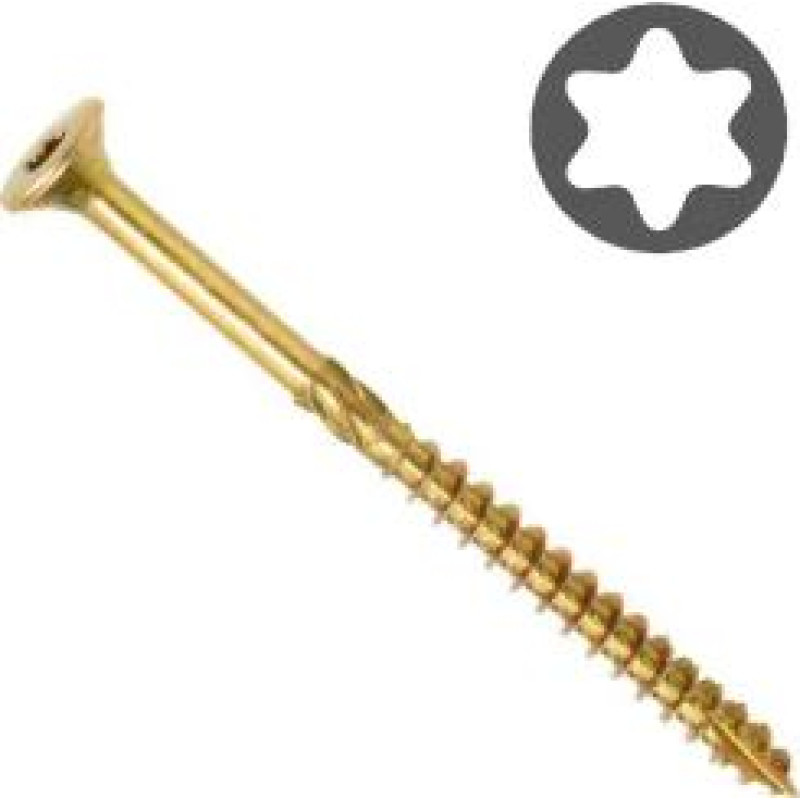 Wkret-met Skrūve kokam Torx 20, dzeltena, 4.5x60mm (250gab)