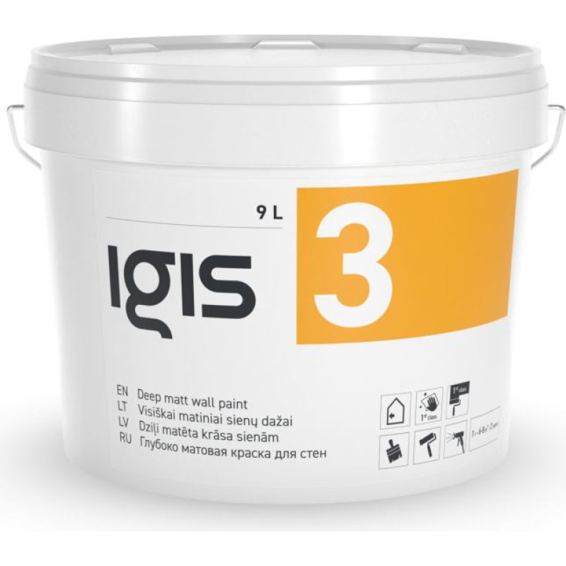Igis Dziļi matēta krāsa ieksdarbiem IGIS 3 9L