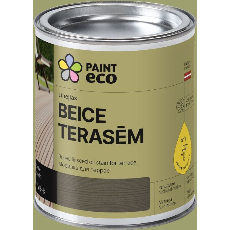 Paint Eco Lineļļas beice terasēm, tonis: Svīre 0,75L