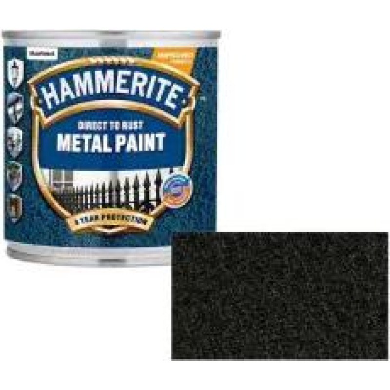 Hammerite Hammered Āmurkaluma aizsargkrāsa metāla virsmām, melna 2.5L
