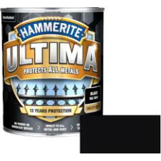 Hammerite Ultima Matt Matēta ūdens bāzes krāsa metāla virsmām, melna 0.7L