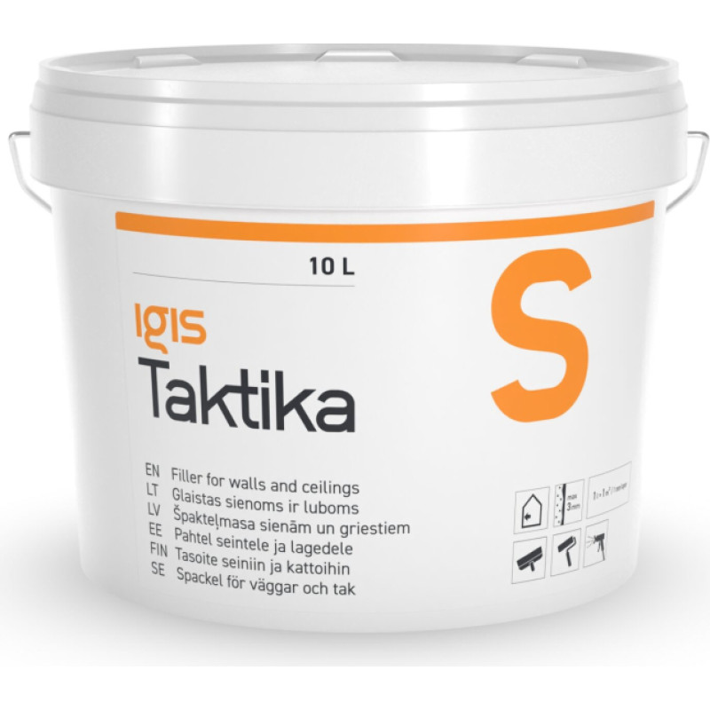 Igis Taktika S viegla špakteļmasa sienām un griestiem 17L spanis