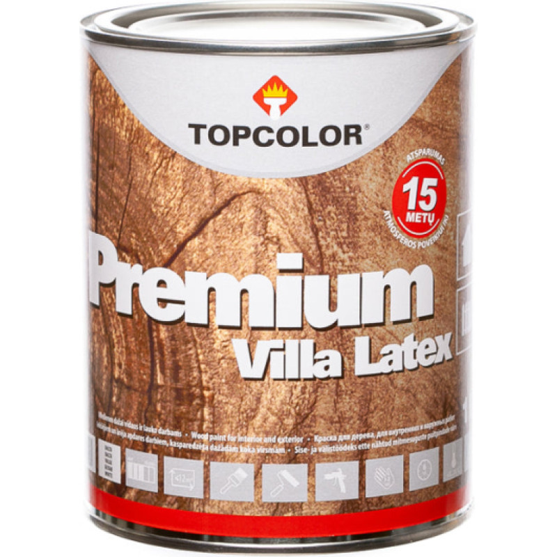 Topcolor PREMIUM VILLA LATEX tonējama 10L koka krāsa ārdarbiem