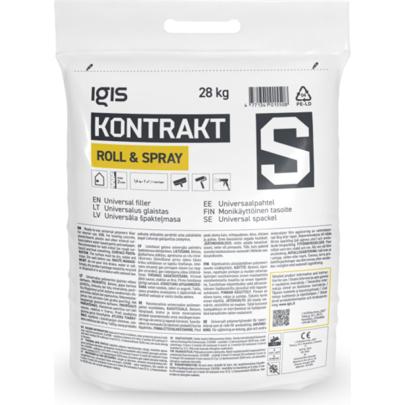 Igis Kontrakt S lateksa polimera smalkgraudaina špakteļmasa 17L/28kg maisā