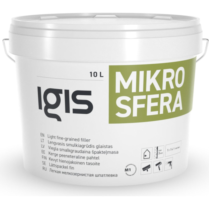 Igis Mikrosfera viegla smalkgraudainā špakteļmasa 1L