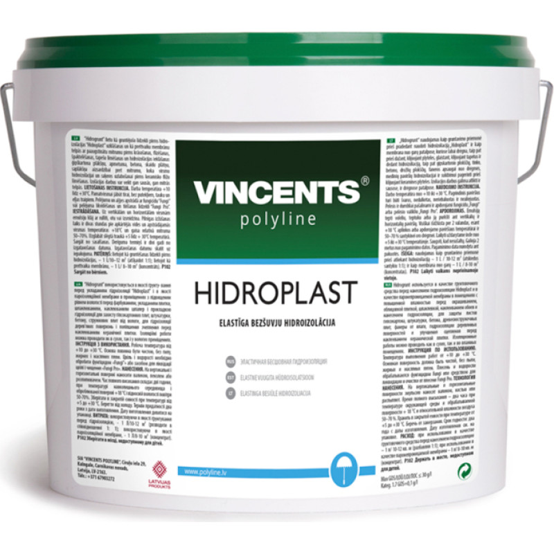 Vincents Polyline HIDROPLAST – Augstas efektivitātes viena komponenta hidroizolācijas membrāna 1,5kg