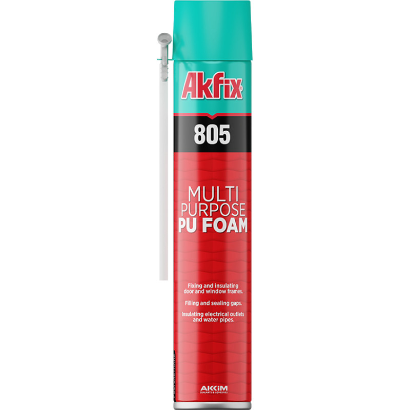 Akfix 805 montāžas poliuretāna putas MultiPurpose ar trubiņu, 750ml