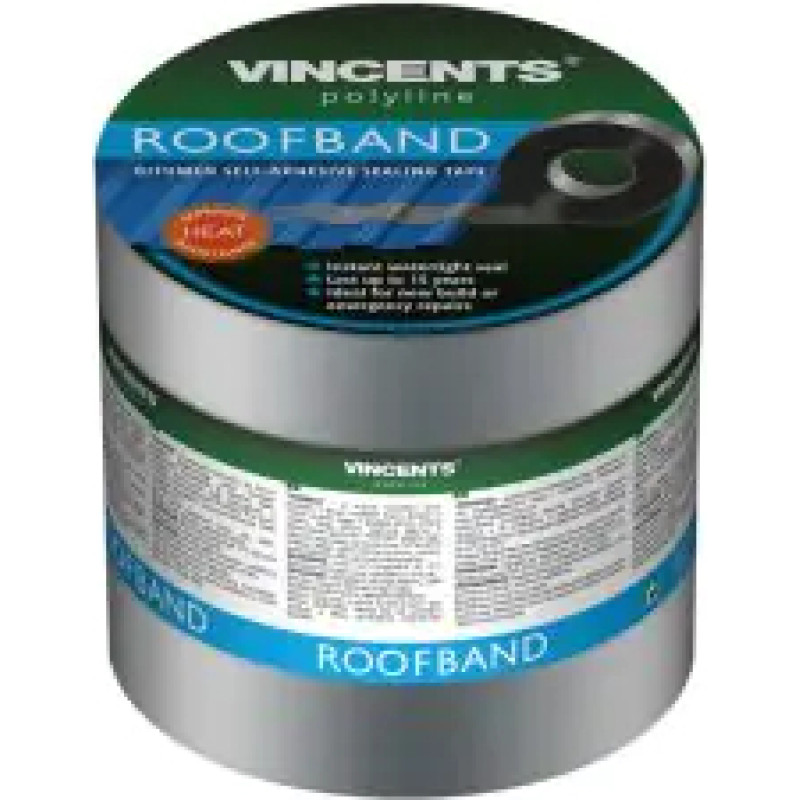 Vincents Polyline Roofband Bitumena blīvējoša lente Alumīnija 15cm x 3m