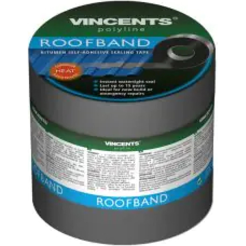 Vincents Polyline Roofband Bitumena blīvējoša lente Pelēka 10cm x 3m