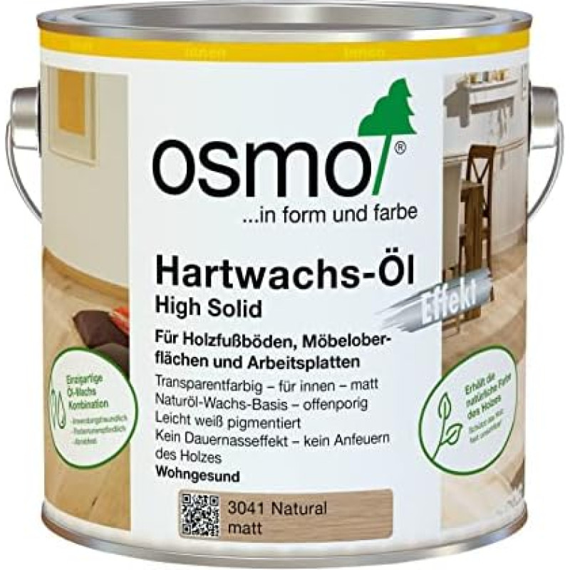 Osmo Hartwachs-&Ouml;l cietā vaska eļļa 3041 Effekt Natural matēts 0,75L