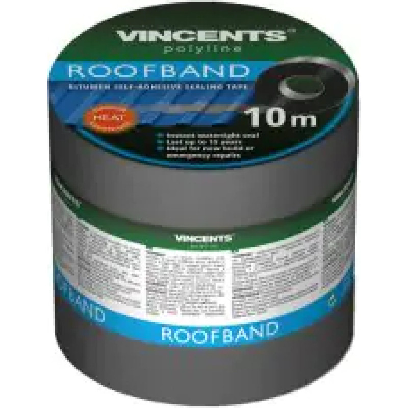 Vincents Polyline Roofband Bitumena blīvējoša lente Pelēka 10cm x 10m