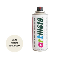 Artmota Akrila aerosola krāsa 450 ml, matēta balta, RAL9011