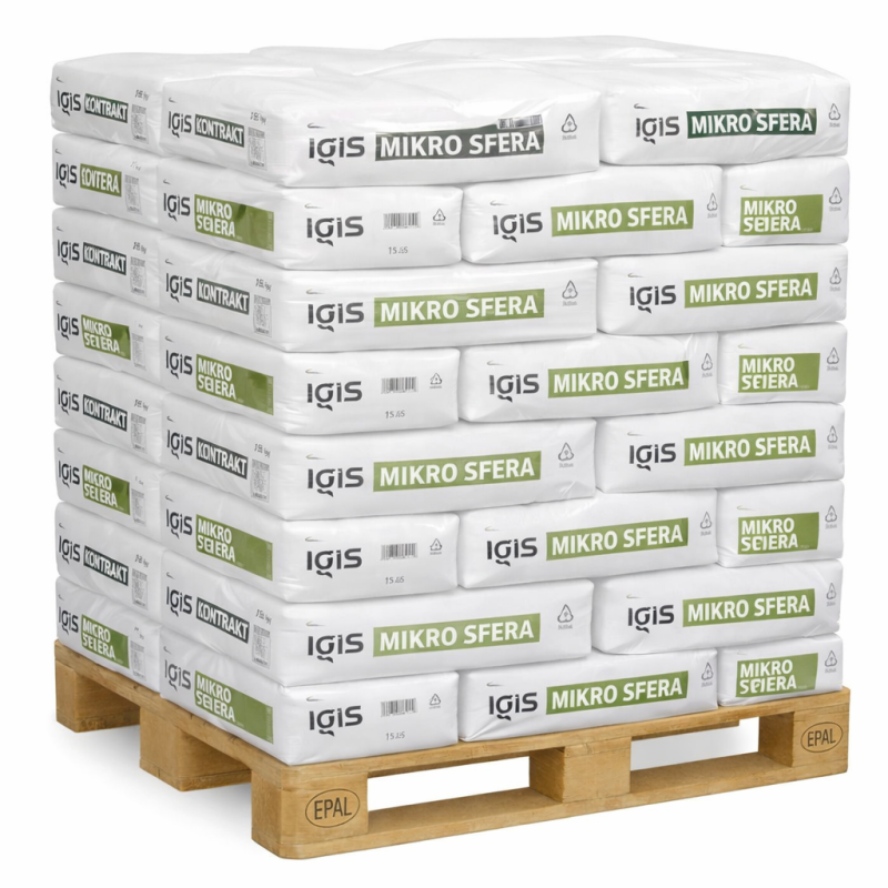 Igis Mikrosfera viegla smalkgraudainā špakteļmasa paletē 17L maiss x 40 gb