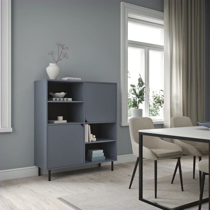 Tenzo Corner augstais skapis, 118,5 x 137 x 43 cm, matēti zils (Lake Blue)