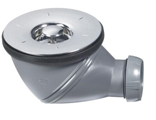 Dušas paliktņa sifons James, d=90x40 mm, plastmasa, balts/hroms - Image 1