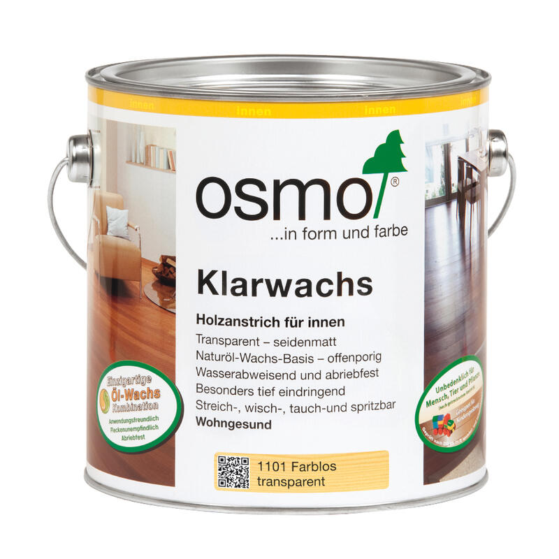 OSMO Klarwachs  cietā vaska eļļa cēlkokam 1101 zīd.mat. 0,75L - Image 1