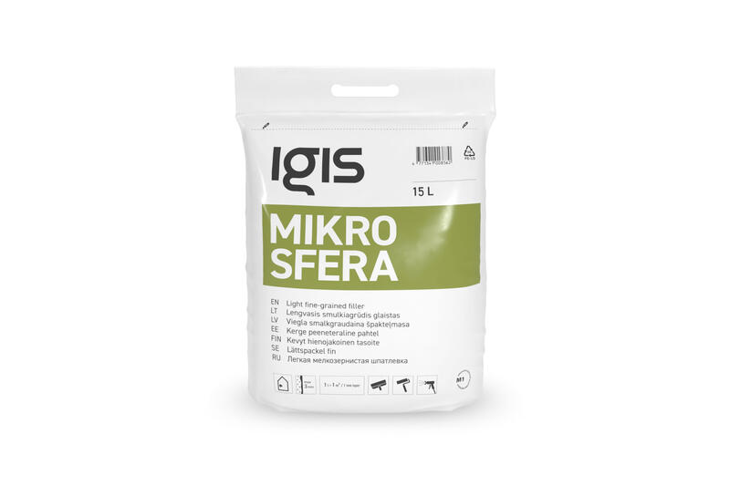 IGIS Mikrosfera viegla smalkgraudainā špakteļmasa 17L maiss - Image 1
