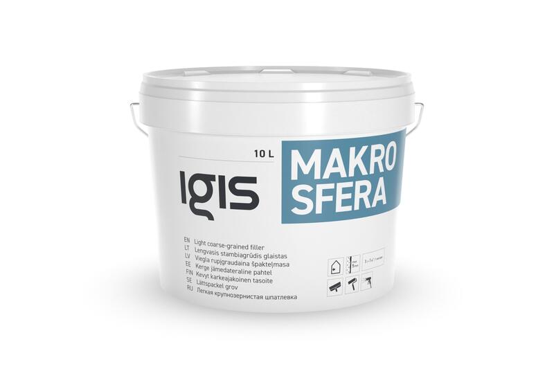 IGIS Makrosfera viegla rupjgraudainā špakteļmasa 10L spainis - Image 1