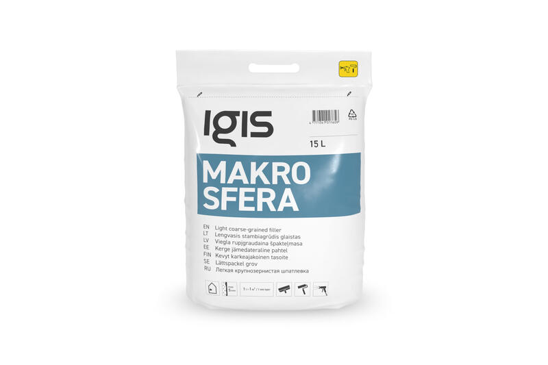 IGIS Makrosfera viegla rupjgraudainā špakteļmasa "Roll&Spry" 17L maiss - Image 1
