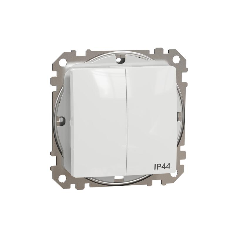 Divu taustiņu slēdzis (1+1) z/a (meh.) balts IP44 SEDNA Design - Image 1