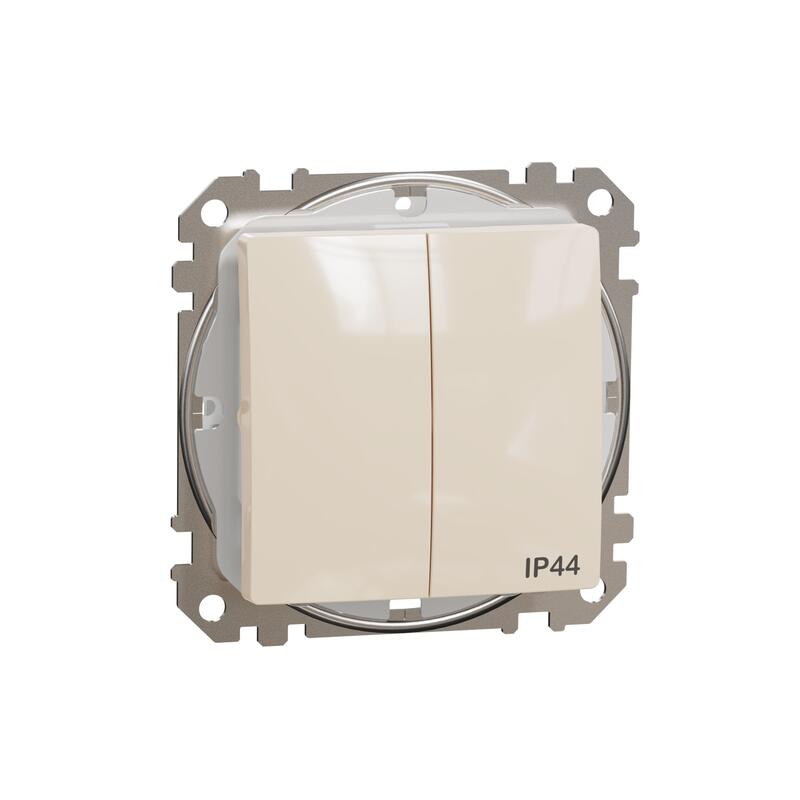 Divu taustiņu slēdzis (1+1) z/a (meh.) bēšs IP44 SEDNA Design - Image 1