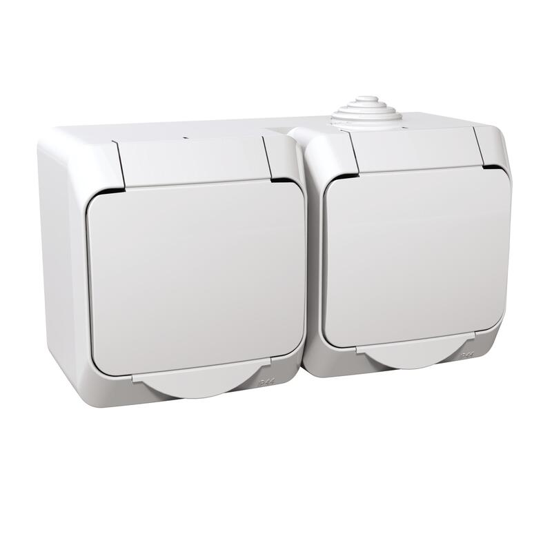 Kontaktligzda 2-v v/a ar zem. kontaktu aiz. balta IP44 CEDAR Plus - Image 1