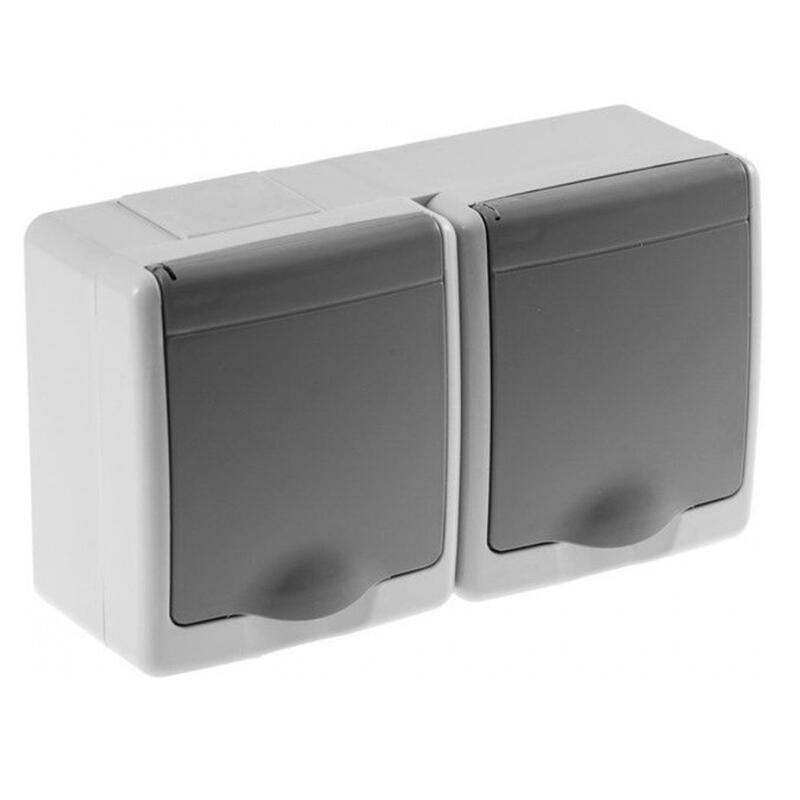 Kontaktligzda 2-v v/a ar zem. pelēka IP44 BETA - Image 1
