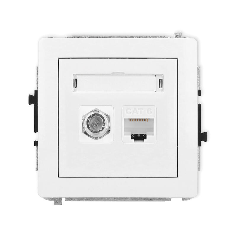 DECO Vienas antenas F tipa ligzda (SAT) + vienas datora ligzdas mehānisms 1xRJ45, 6. kat., 8 kontakti - Image 1