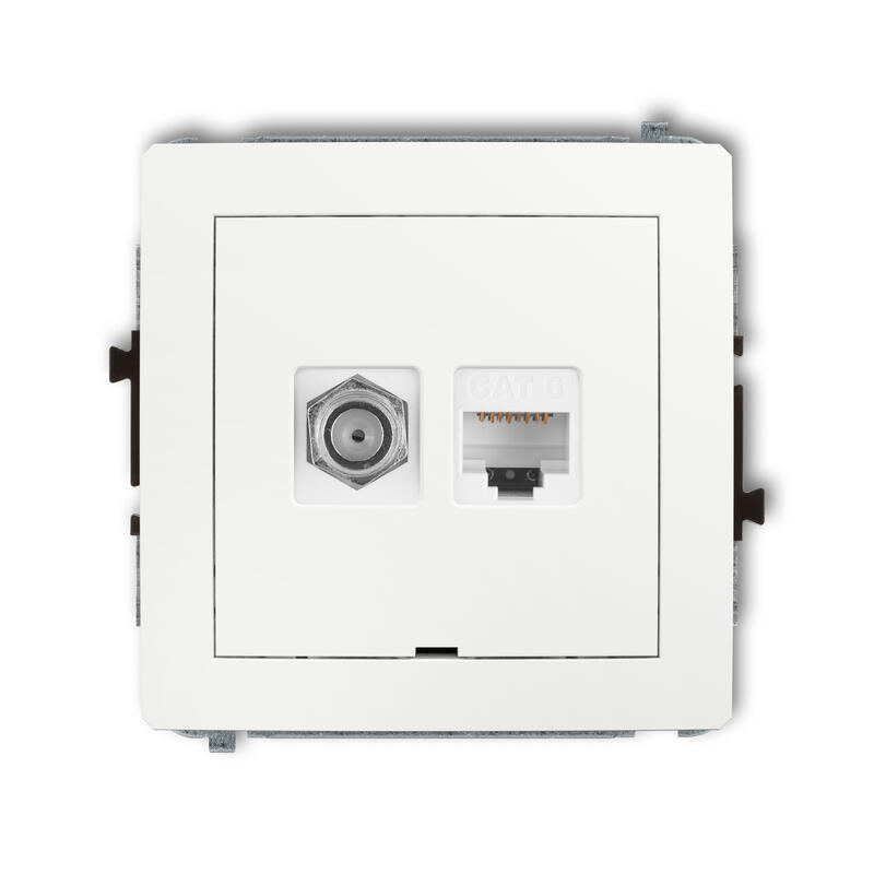DECO Vienas antenas F tipa ligzda (SAT) + vienas datora ligzdas mehānisms 1xRJ45, 6. kat., 8 kontakti - Image 1