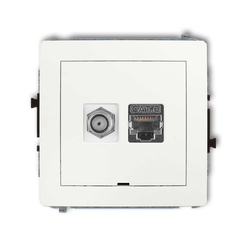 DECO Viena antenas F tipa ligzda (SAT) + viena datora ligzdas mehānisms 1xRJ45, kat. 6, ekranēta, 8 kontaktu - Image 1
